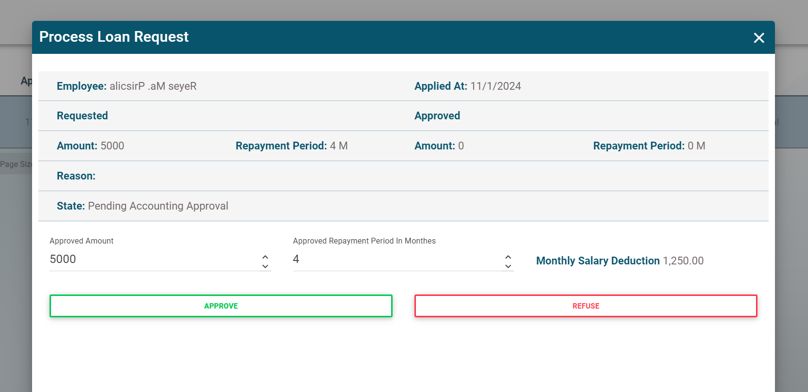 Process Loan Request