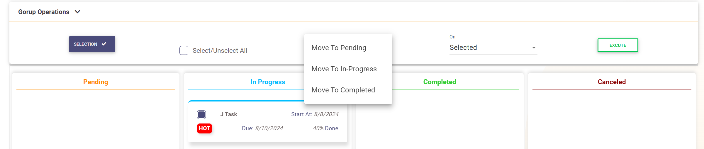 Tasks Group Operation