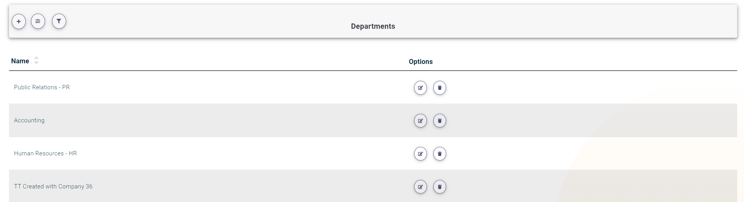 Departments List